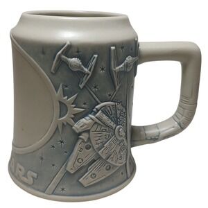 Star Wars Beer Stein Mug Cup Millennium Falcon Raised Ship Blue and‎ White 1995